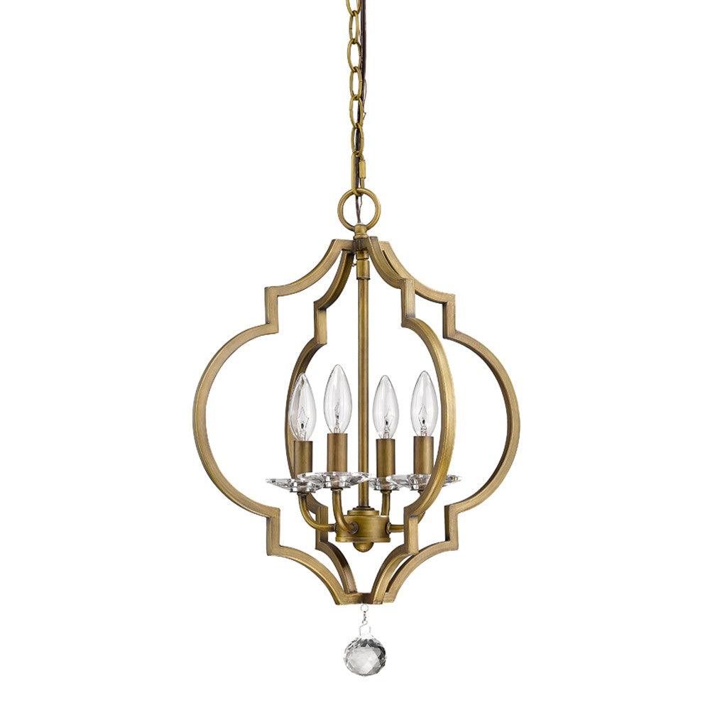 Peyton 4-Light Raw Brass Chandelier With Crystal Accents - AFS