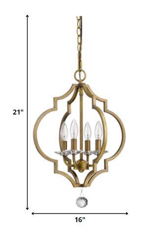 Peyton 4-Light Raw Brass Chandelier With Crystal Accents - AFS