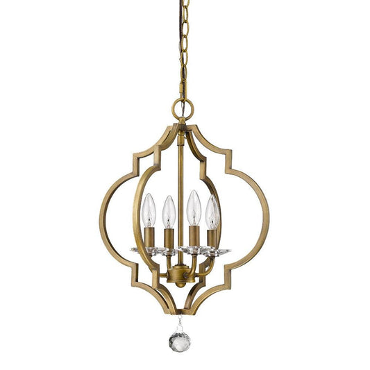 Peyton 4-Light Raw Brass Chandelier With Crystal Accents - AFS