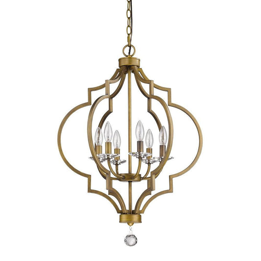 Peyton 6-Light Raw Brass Chandelier With Crystal Accents - AFS