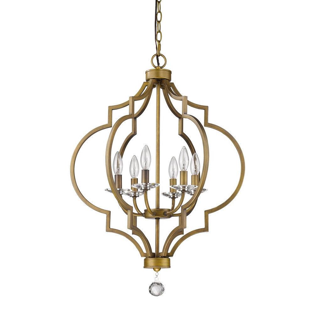 Peyton 6-Light Raw Brass Chandelier With Crystal Accents - AFS