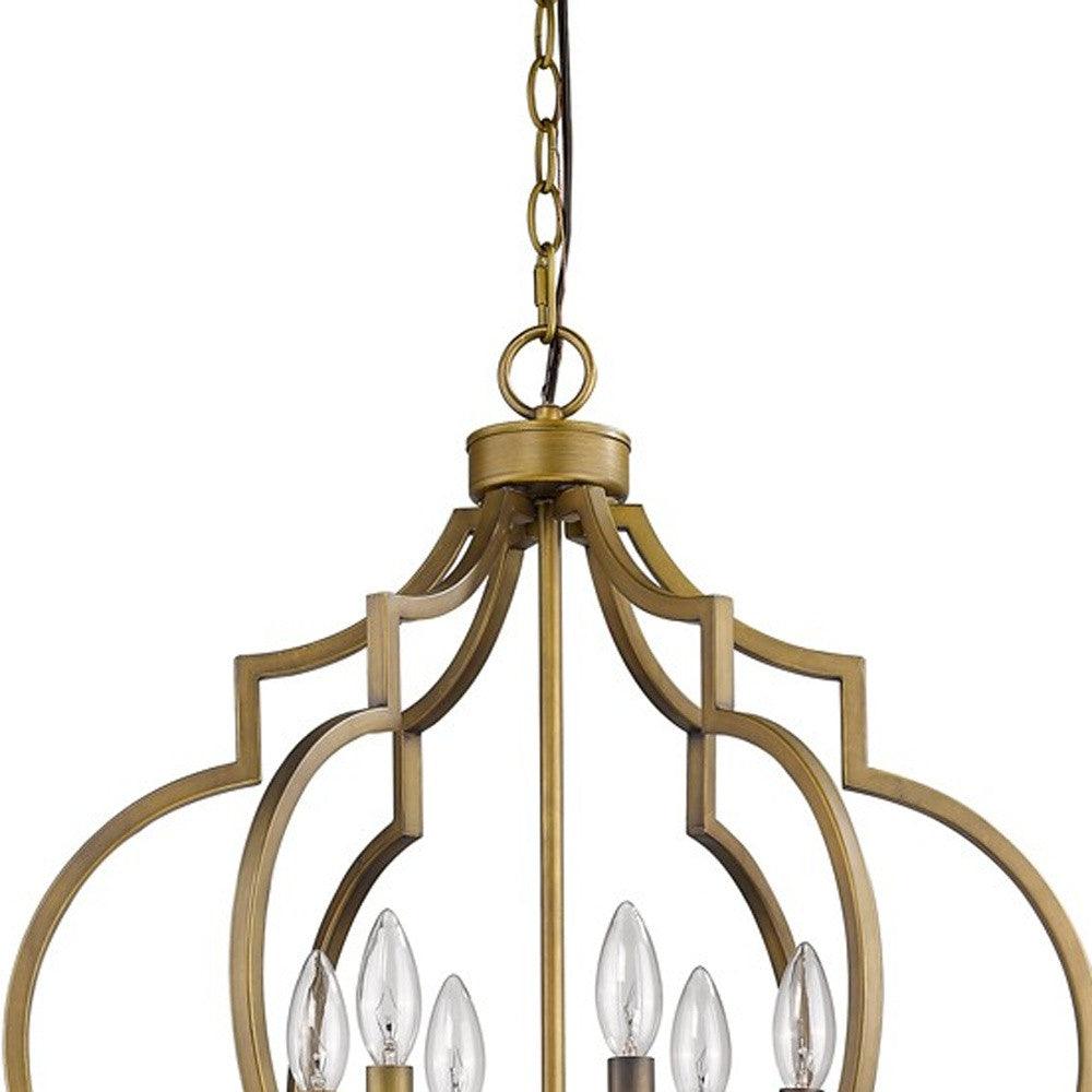 Peyton 6-Light Raw Brass Chandelier With Crystal Accents - AFS