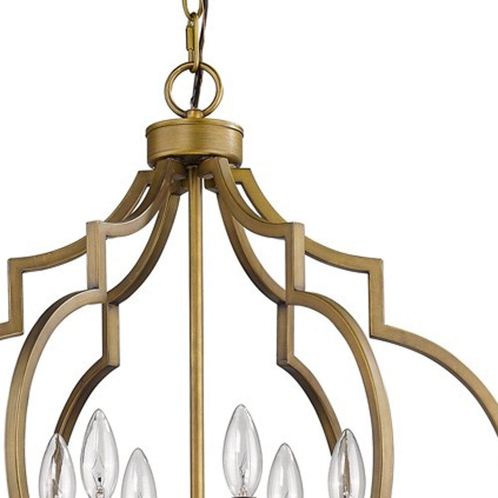 Peyton 6-Light Raw Brass Chandelier With Crystal Accents - AFS