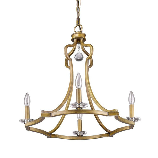 Peyton 4-Light Raw Brass Chandelier With Crystal Accents - AFS