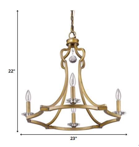 Peyton 4-Light Raw Brass Chandelier With Crystal Accents - AFS