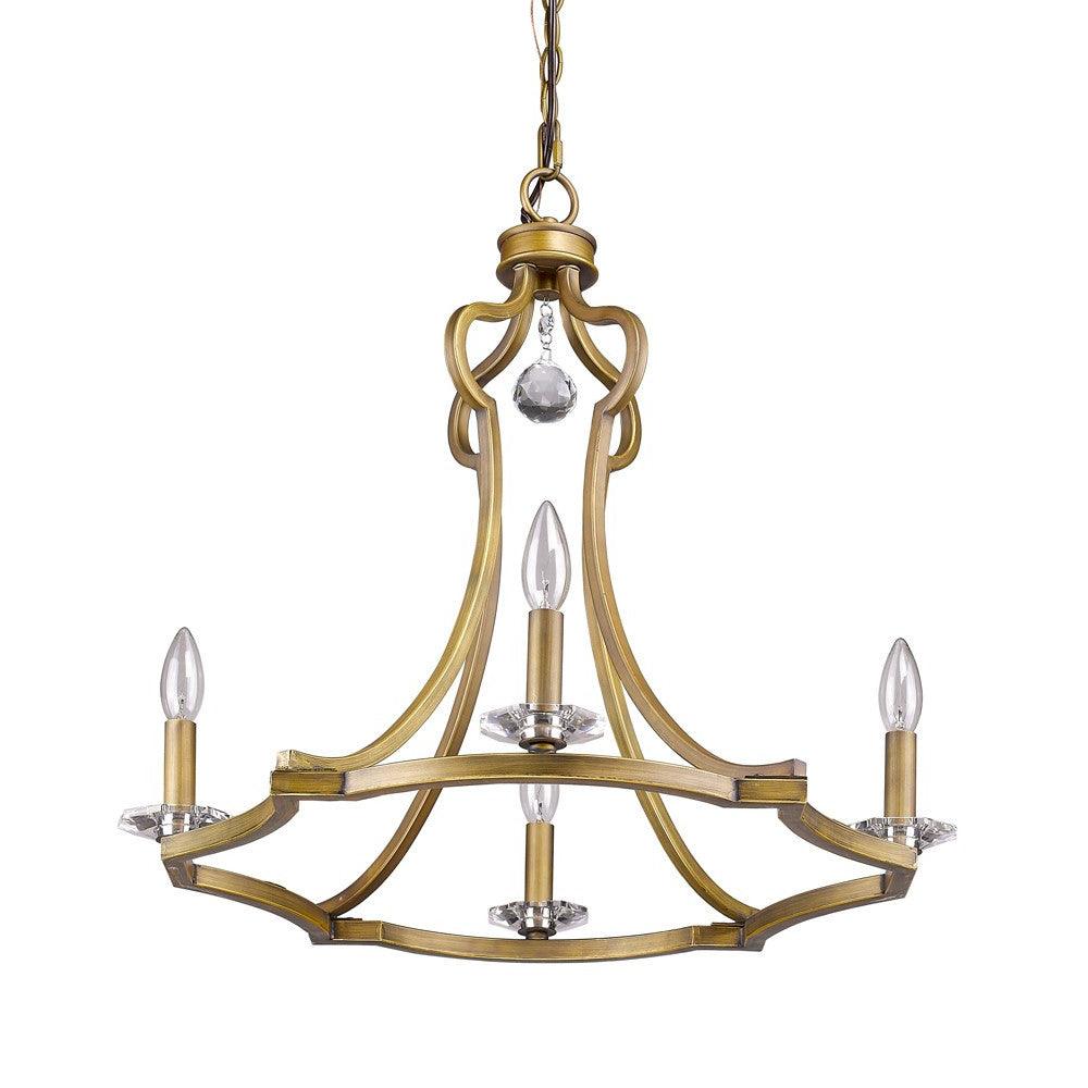 Peyton 4-Light Raw Brass Chandelier With Crystal Accents - AFS