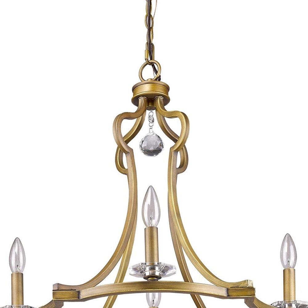 Peyton 4-Light Raw Brass Chandelier With Crystal Accents - AFS