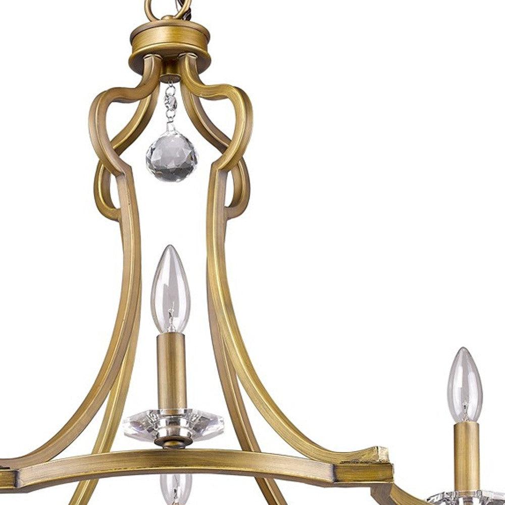 Peyton 4-Light Raw Brass Chandelier With Crystal Accents - AFS