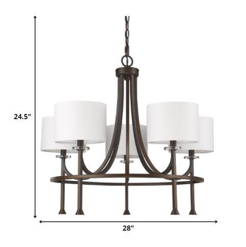 Kara 5-Light Oil-Rubbed Bronze Chandelier With Fabric Shades And Crystal Bobeches - AFS