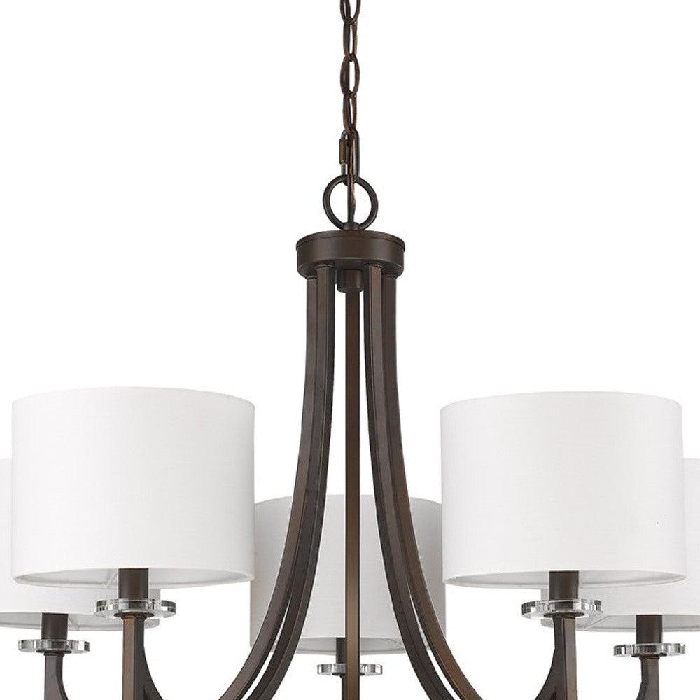 Kara 5-Light Oil-Rubbed Bronze Chandelier With Fabric Shades And Crystal Bobeches - AFS