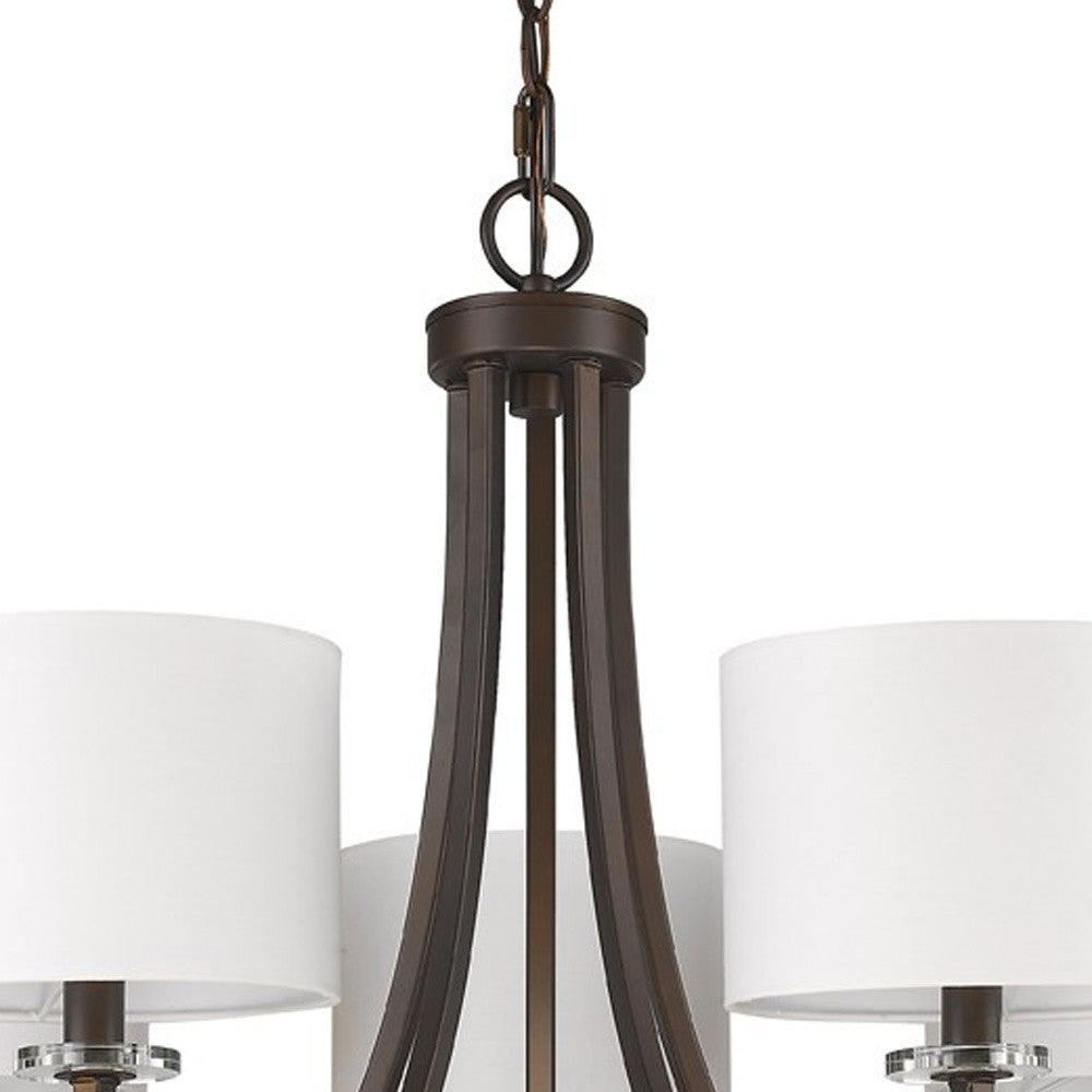 Kara 5-Light Oil-Rubbed Bronze Chandelier With Fabric Shades And Crystal Bobeches - AFS