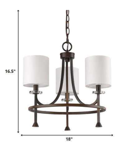 Kara 3-Light Oil-Rubbed Bronze Chandelier With Fabric Shades And Crystal Bobeches - AFS