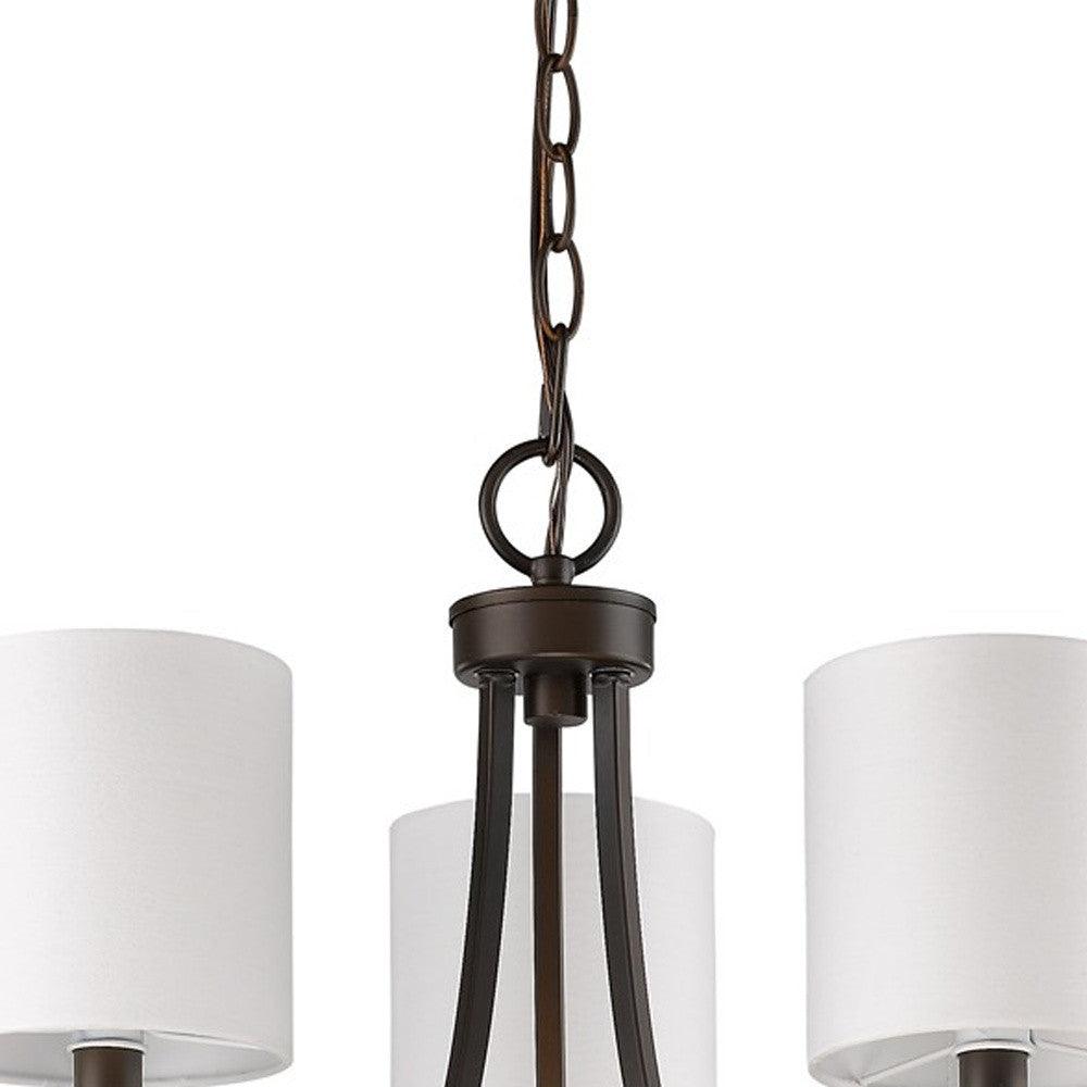 Kara 3-Light Oil-Rubbed Bronze Chandelier With Fabric Shades And Crystal Bobeches - AFS