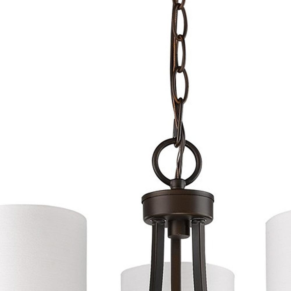 Kara 3-Light Oil-Rubbed Bronze Chandelier With Fabric Shades And Crystal Bobeches - AFS