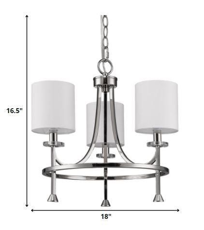 Kara 3-Light Polished Nickel Chandelier With Fabric Shades And Crystal Bobeches - AFS