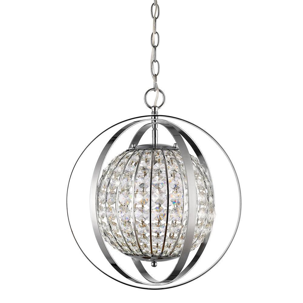 Olivia 1-Light Polished Nickel Crystal Globe Pendant - AFS