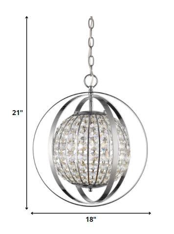 Olivia 1-Light Polished Nickel Crystal Globe Pendant - AFS