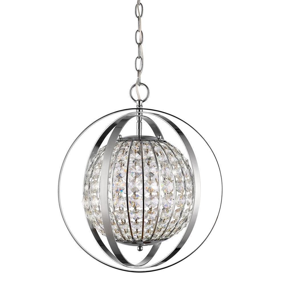 Olivia 1-Light Polished Nickel Crystal Globe Pendant - AFS