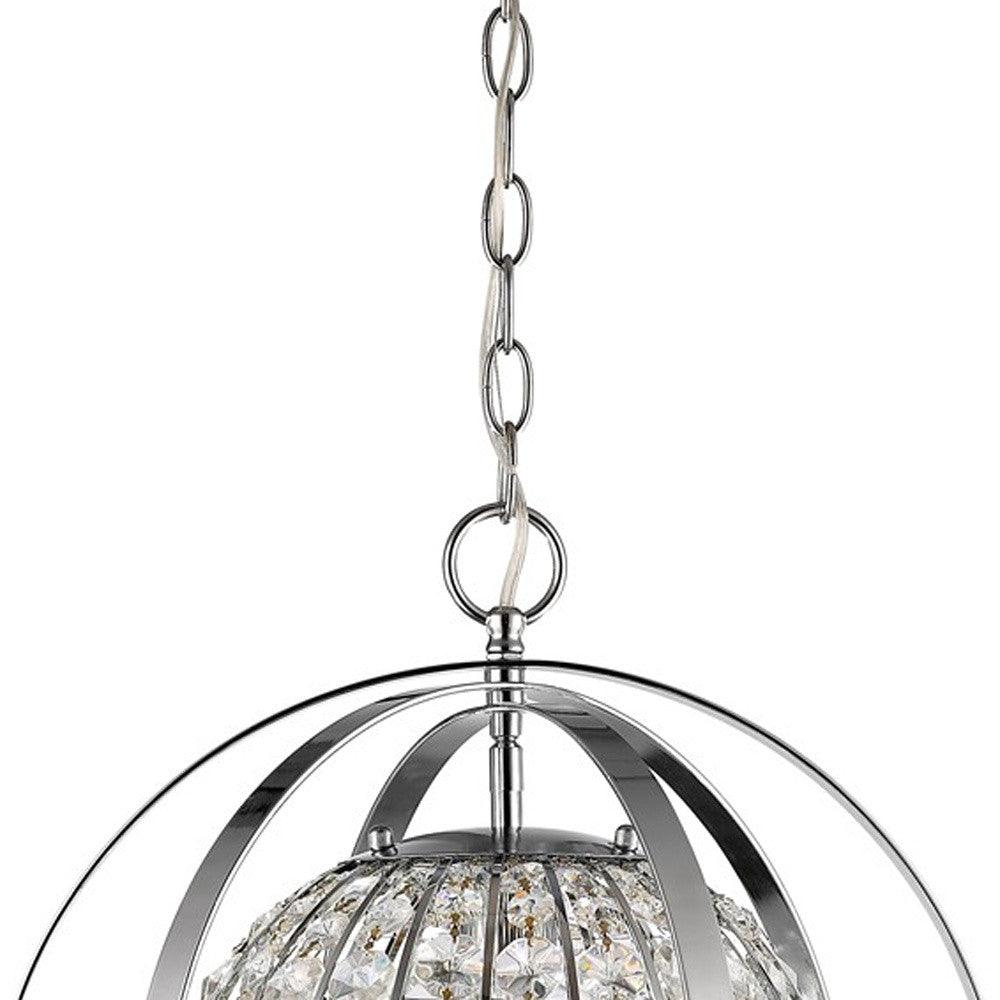 Olivia 1-Light Polished Nickel Crystal Globe Pendant - AFS