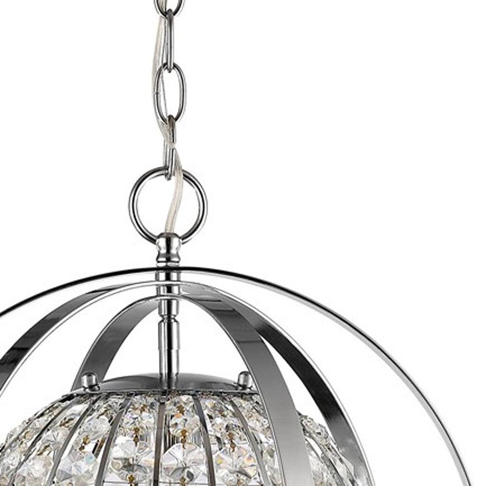 Olivia 1-Light Polished Nickel Crystal Globe Pendant - AFS