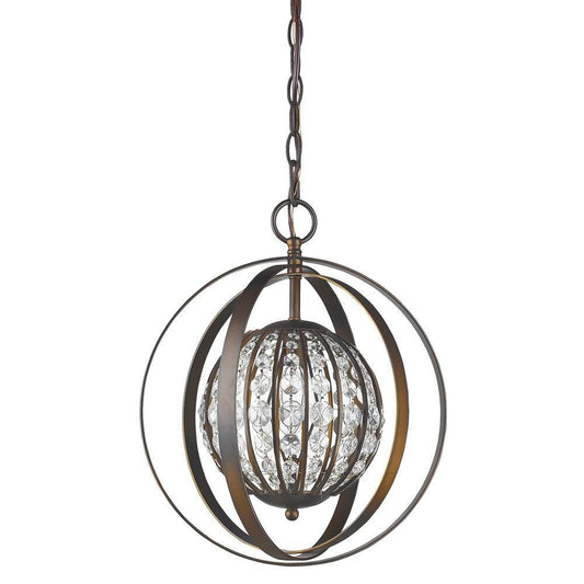 Olivia 1-Light Oil-Rubbed Bronze Crystal Globe Pendant - AFS