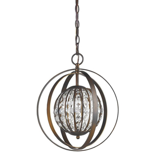 Olivia 1-Light Oil-Rubbed Bronze Crystal Globe Pendant - AFS