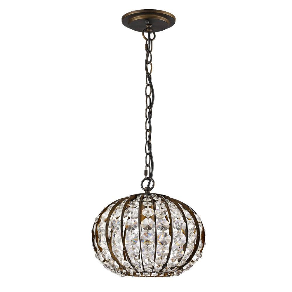 Olivia 1-Light Oil-Rubbed Bronze Crystal Globe Pendant - AFS