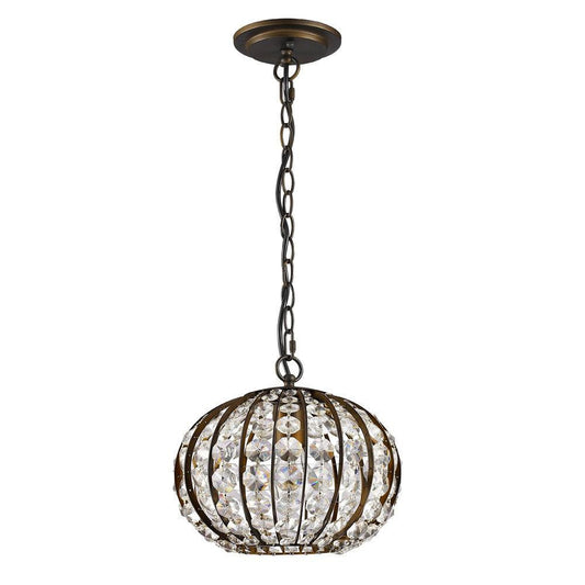 Olivia 1-Light Oil-Rubbed Bronze Crystal Globe Pendant - AFS