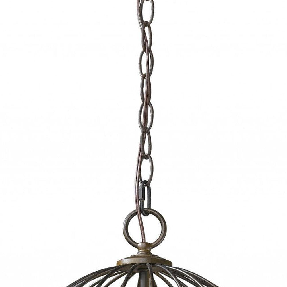 Aria 3-Light Oil-Rubbed Bronze Globe Pendant With Mother Of Pearl Accents - AFS