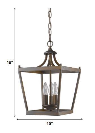 Vintage Brown Metal Tapered Hanging Light - AFS