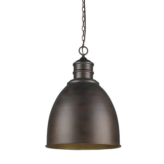 Colby 1-Light Oil-Rubbed Bronze Pendant With Raw Brass Interior Shade - AFS