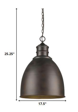 Colby 1-Light Oil-Rubbed Bronze Pendant With Raw Brass Interior Shade - AFS