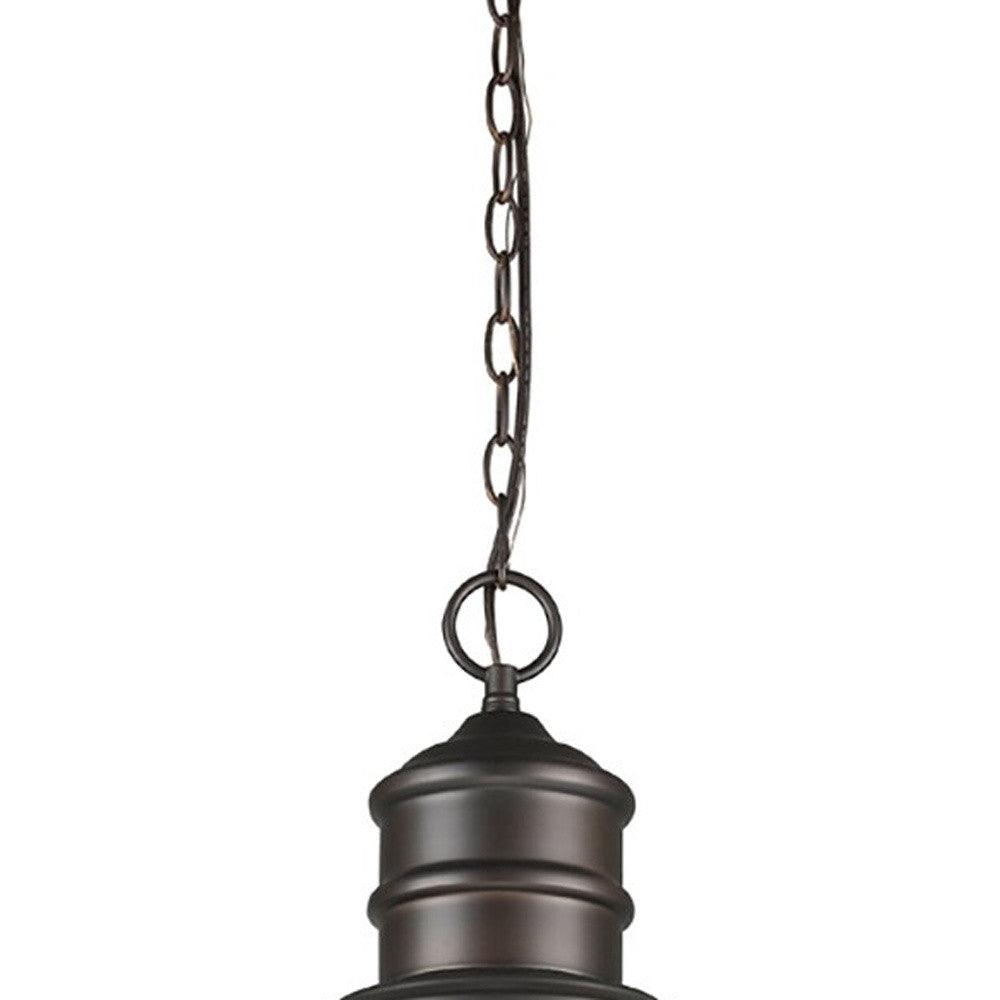 Colby 1-Light Oil-Rubbed Bronze Pendant With Raw Brass Interior Shade - AFS