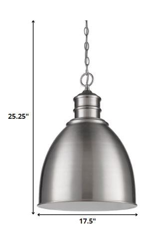 Colby 1-Light Satin Nickel Pendant With Gloss White Interior Shade - AFS