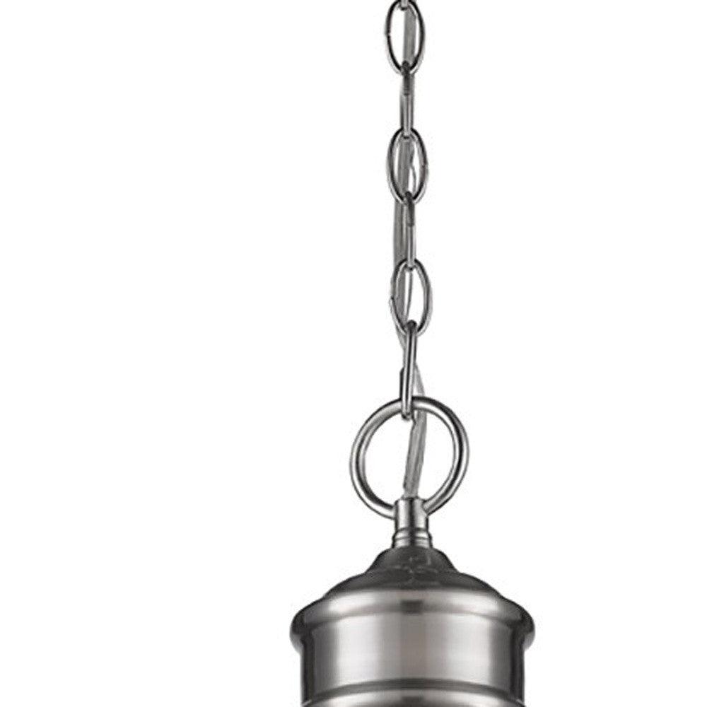 Colby 1-Light Satin Nickel Pendant With Gloss White Interior Shade - AFS