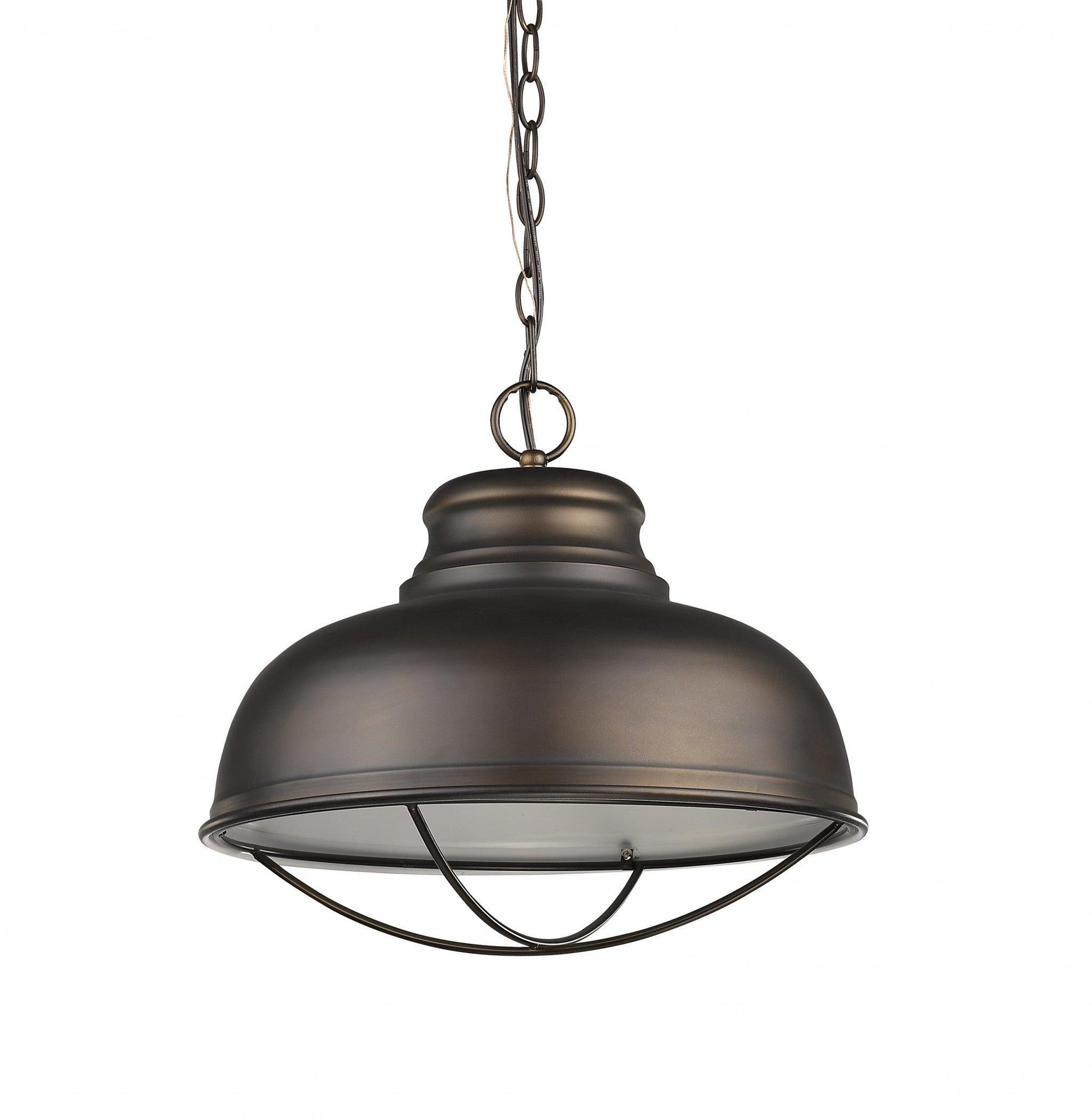 Ansen 1-Light Oil-Rubbed Bronze Pendant With Gloss White Interior Shade - AFS