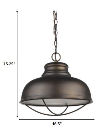 Ansen 1-Light Oil-Rubbed Bronze Pendant With Gloss White Interior Shade - AFS