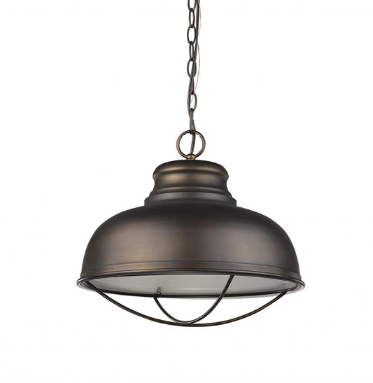 Ansen 1-Light Oil-Rubbed Bronze Pendant With Gloss White Interior Shade - AFS