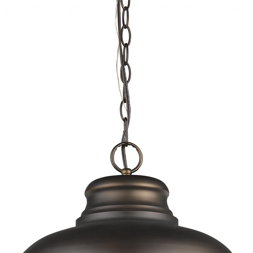 Ansen 1-Light Oil-Rubbed Bronze Pendant With Gloss White Interior Shade - AFS