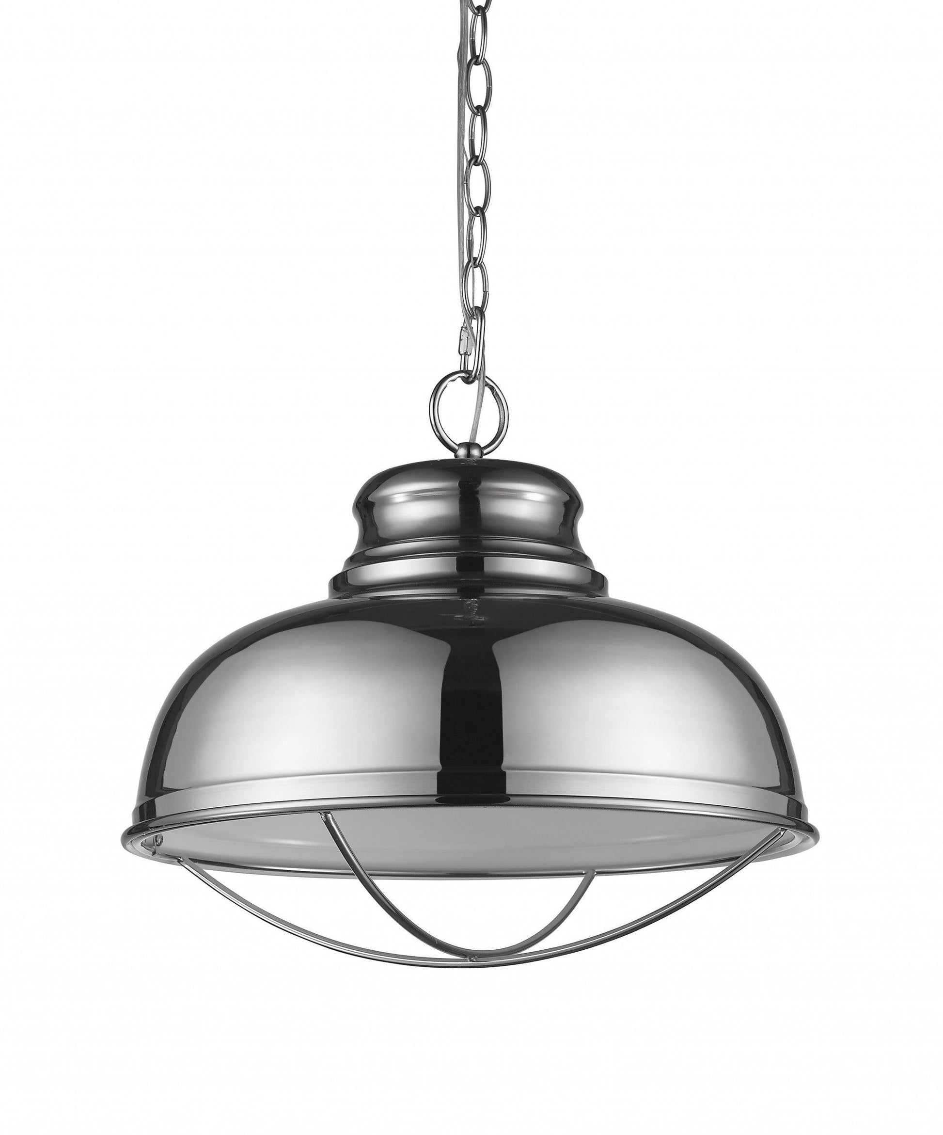 Ansen 1-Light Polished Nickel Pendant With Gloss White Interior Shade - AFS