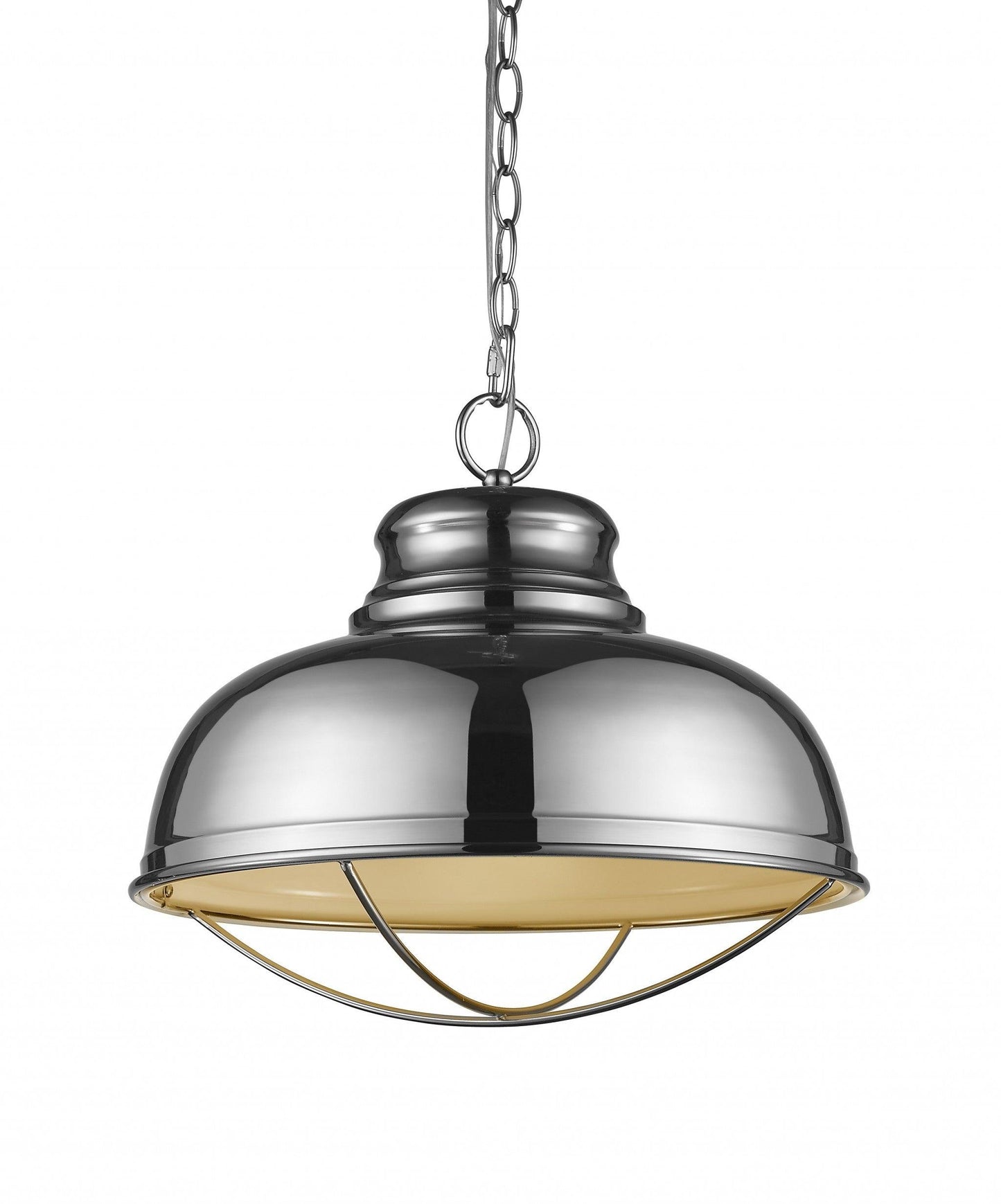 Ansen 1-Light Polished Nickel Pendant With Gloss White Interior Shade - AFS