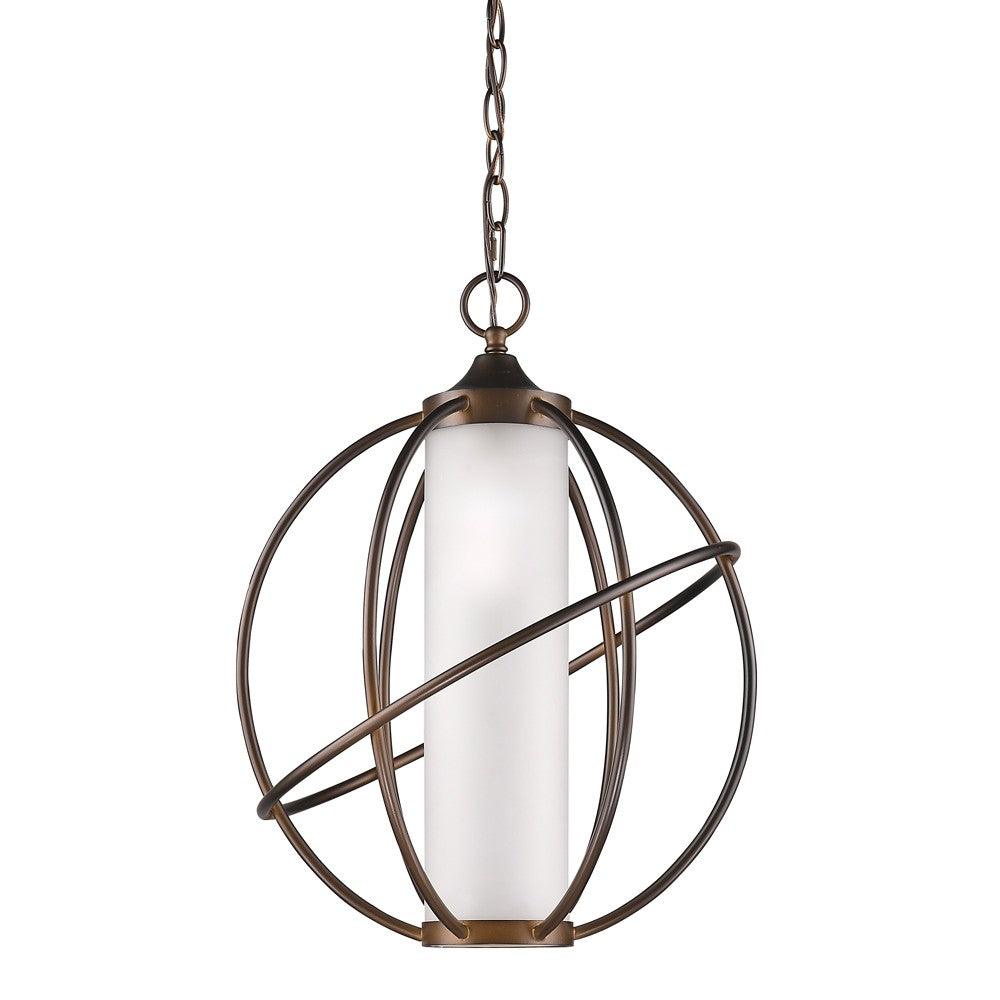 Loft 1-Light Oil-Rubbed Bronze Globe Pendant With Etched Glass Interior Shade - AFS