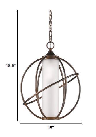 Loft 1-Light Oil-Rubbed Bronze Globe Pendant With Etched Glass Interior Shade - AFS