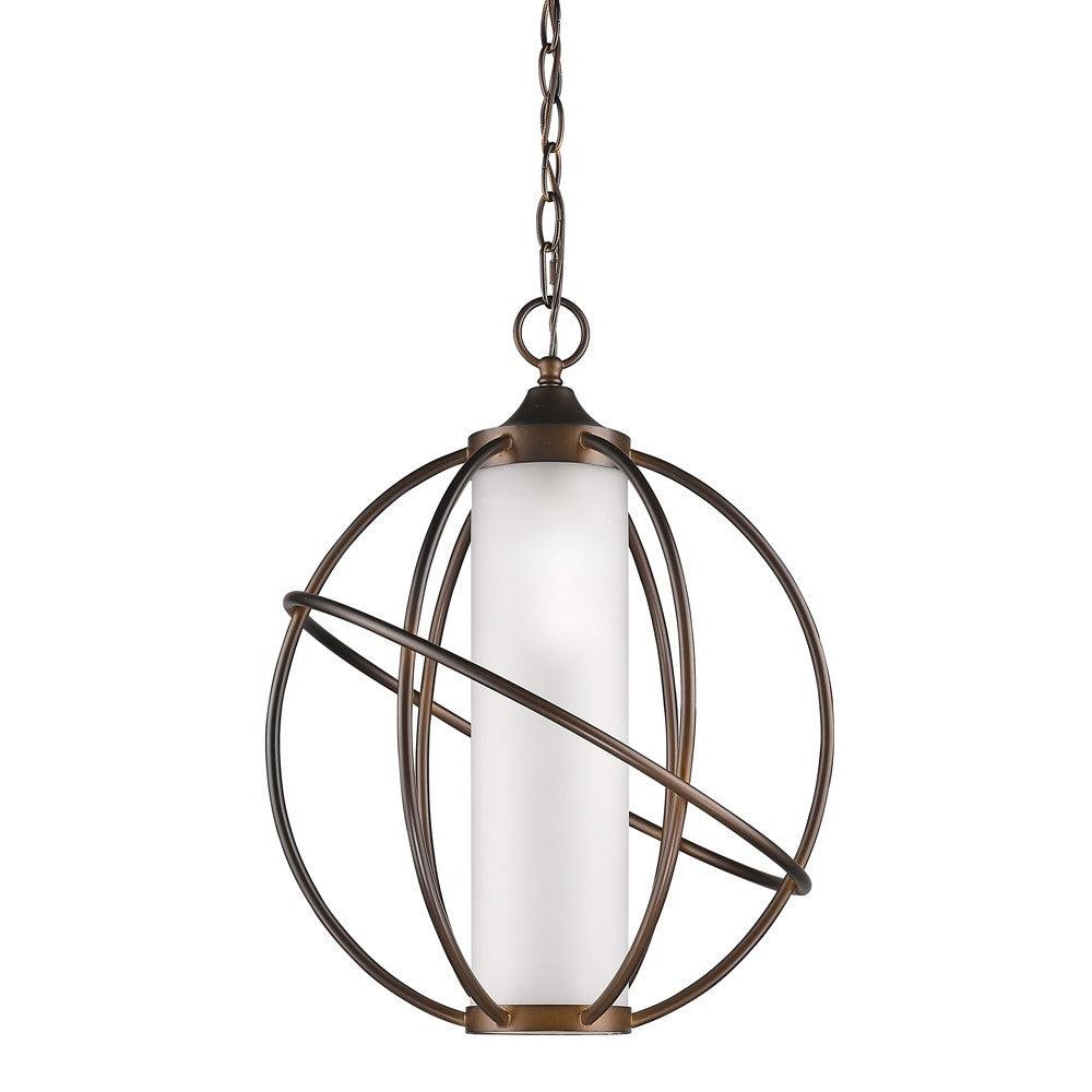 Loft 1-Light Oil-Rubbed Bronze Globe Pendant With Etched Glass Interior Shade - AFS