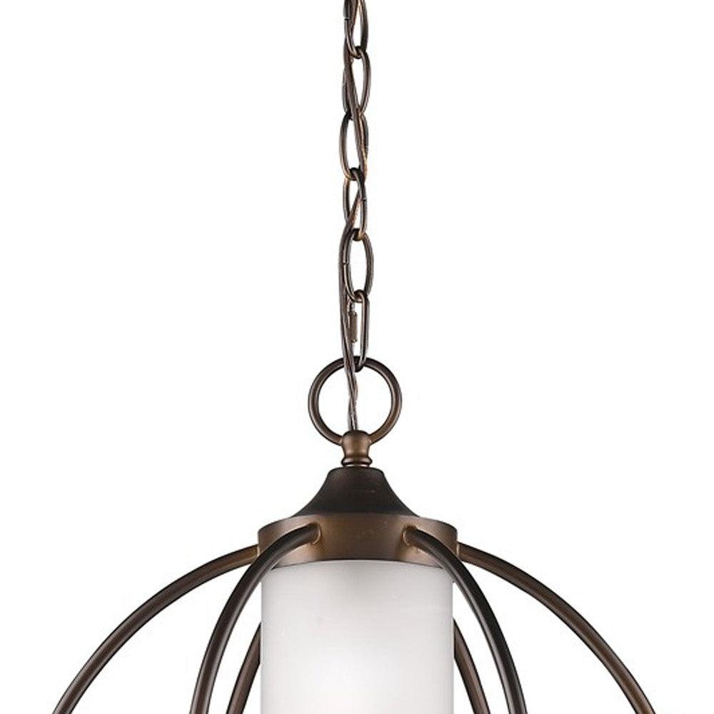 Loft 1-Light Oil-Rubbed Bronze Globe Pendant With Etched Glass Interior Shade - AFS