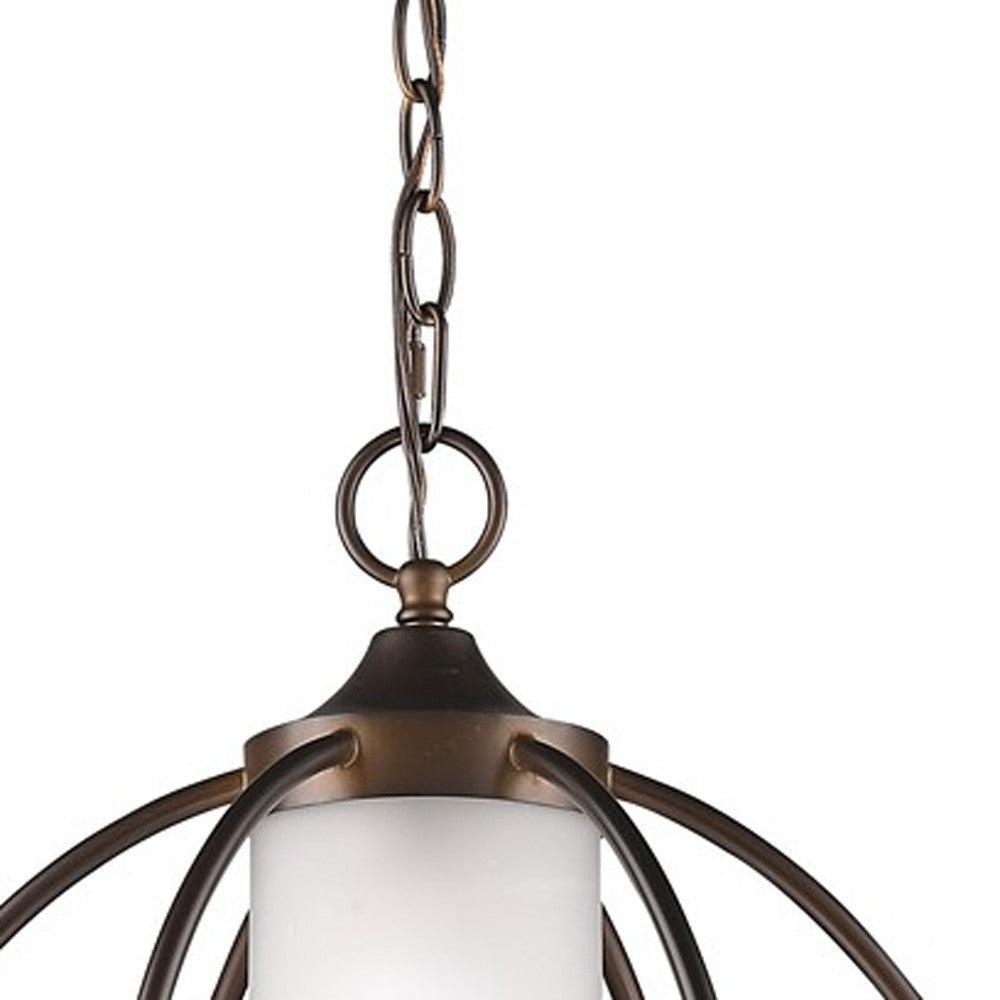 Loft 1-Light Oil-Rubbed Bronze Globe Pendant With Etched Glass Interior Shade - AFS