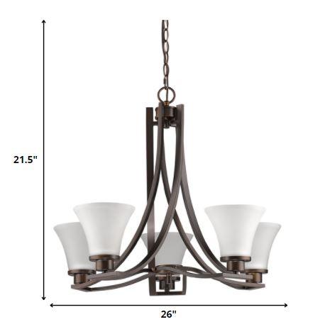 Mia 5-Light Oil-Rubbed Bronze Chandelier With Etched Glass Shades - AFS