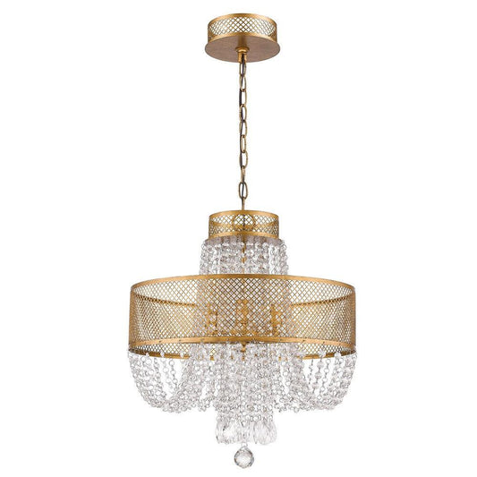 Viola 4-Light Antique Gold Crystal Chandelier - AFS