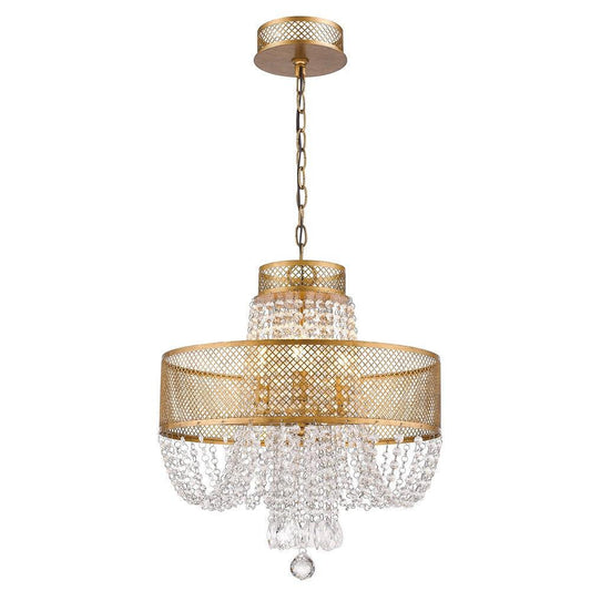 Viola 4-Light Antique Gold Crystal Chandelier - AFS