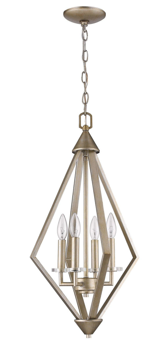 Easton 4-Light Washed Gold Pendant With Crystal Bobeches - AFS